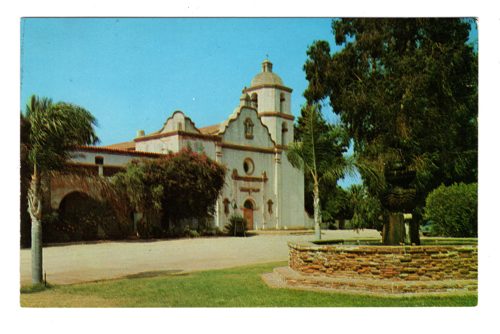 Mission San Luis Rey De Francia, Trail Of Padres, CA Vintage Post Card.