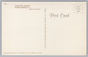 Greeting Card From Municipal Marina, Stone Harbor, New Jersey, USA, Vintage Post Card