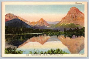 Two Medicine Lake, Glacier National Park, USA, Vintage Post Card