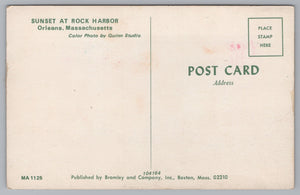 Sunset At Rock Harbor, Orleans, Massachusetts, USA, Vintage Post Card.