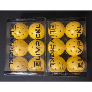 Pickleballs 40 Holes, Outdoor, Hard Court, High Visibility, Two 6 Packs/12 Balls