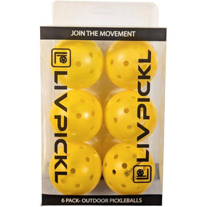 Pickleballs 40 Holes, Outdoor, Hard Court, High Visibility, Two 6 Packs/12 Balls