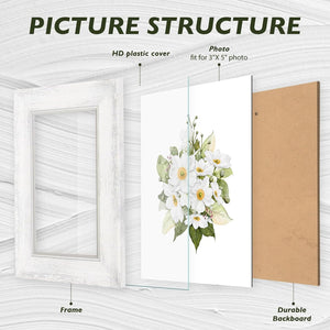 3x5 Picture Frames Set of 4 with Opening Size 2.6''x4.6'', Rustic Photo Frame