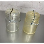 Vintage Wire Bale Clear Plastic Canister Salt & Pepper Shakers Hong Kong