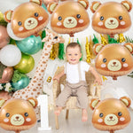 6-Pack 22-Inch Bear Head Aluminum Foil Balloons - Brown Bear Shaped Mylar Balloons