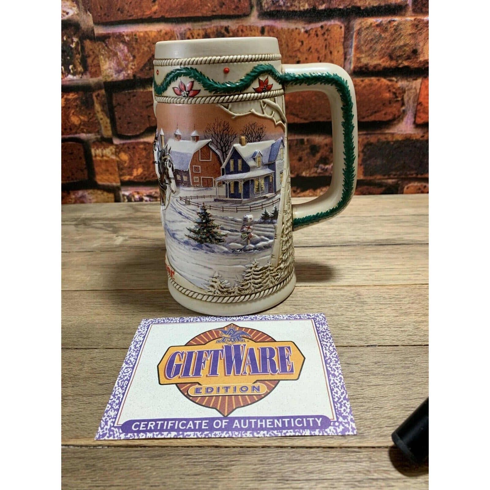 Vintage Budweiser Anheuser-Busch American Homestead Holiday Stein 1996
