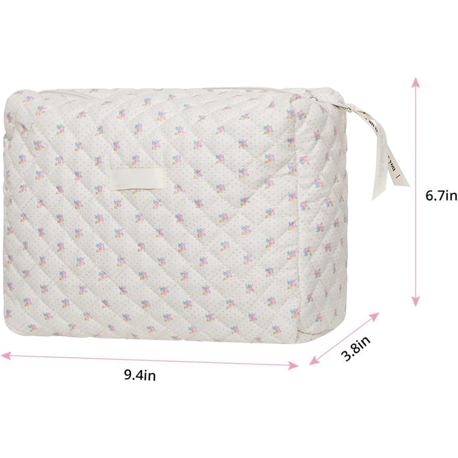 Quilted Floral Makeup Cosmetic Bag & 7-pc Premium Synthetic Makeup Brush Set Lot