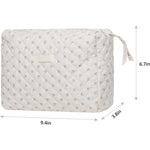 Quilted Floral Makeup Cosmetic Bag & 7-pc Premium Synthetic Makeup Brush Set Lot