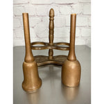 Vintage Wood Bells Salt & Pepper Shakers w/Stand