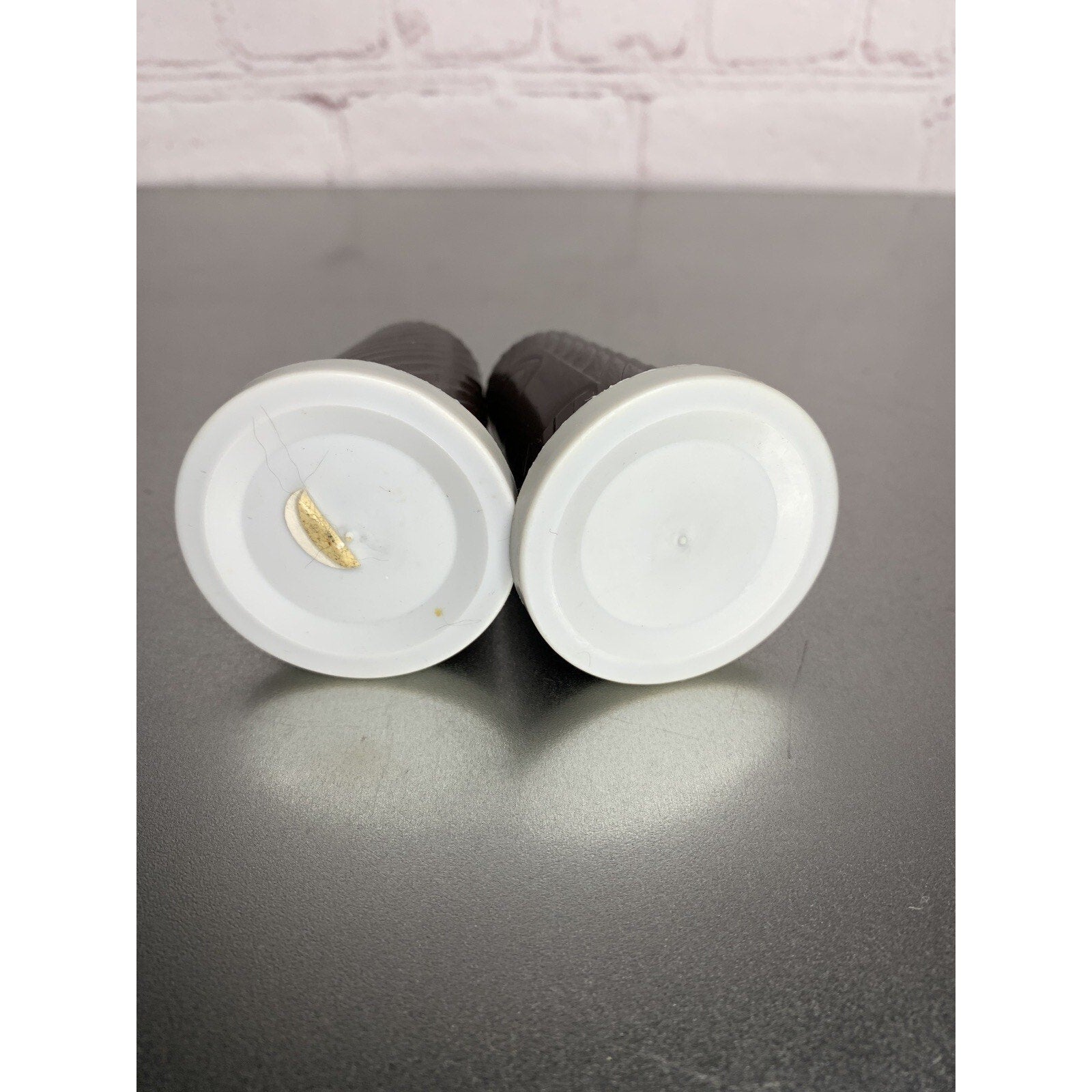 Vintage MCM Plastic Melamine Brown White Salt & Pepper Shakers