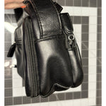 Black Faux Leather Multi Pocket Shoulder Strap Hangbag Purse