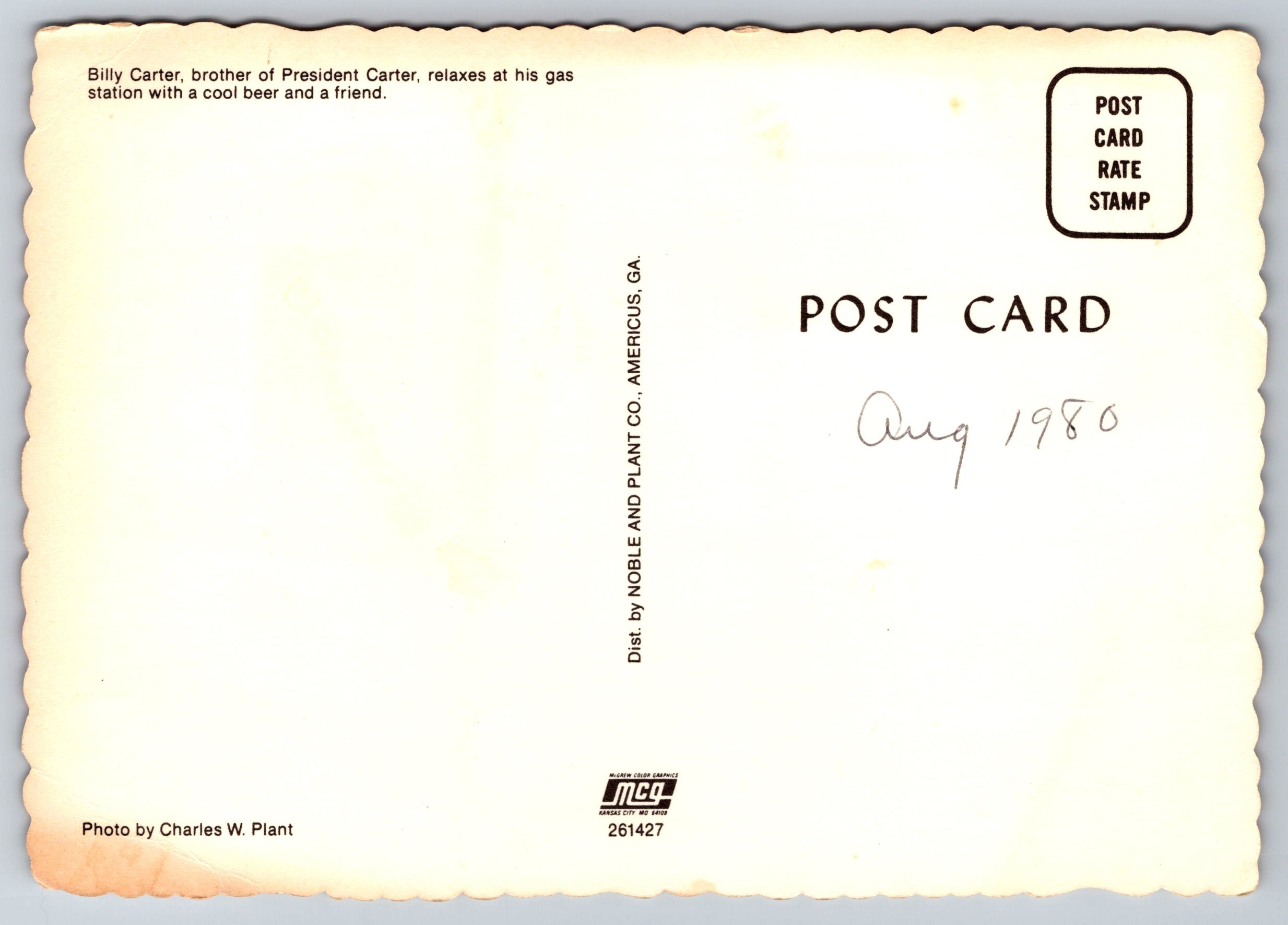Billy Carter, Gas Station, USA, Vintage Post Card