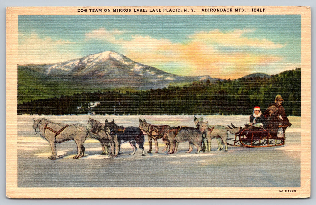 Dog Team On Mirror Lake, Lake Placid, Adirondack Mountains, New York, PC