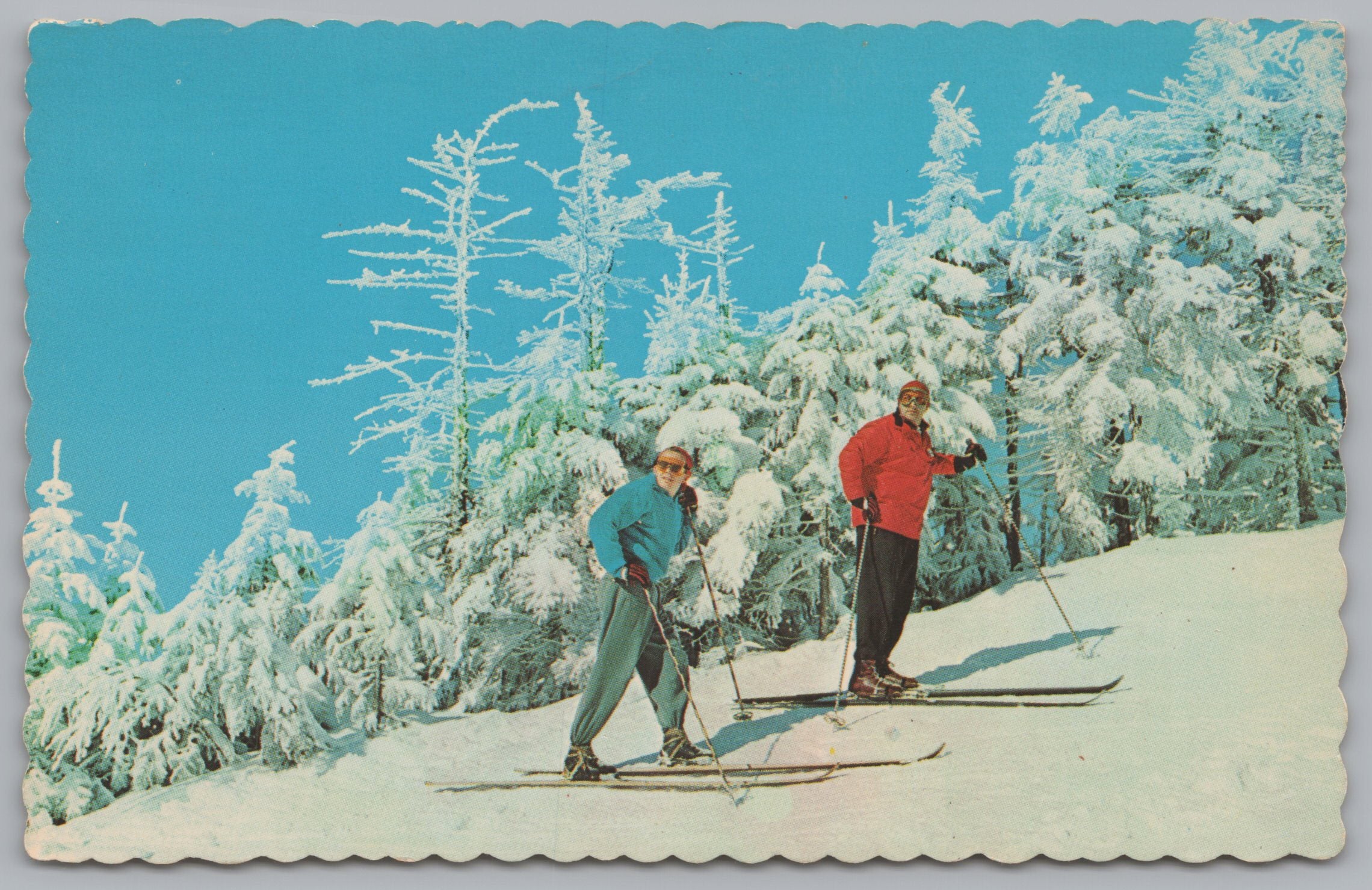 Reat Stop At Repos Au Sommet, Two People on Ski Slope, Vintage PC