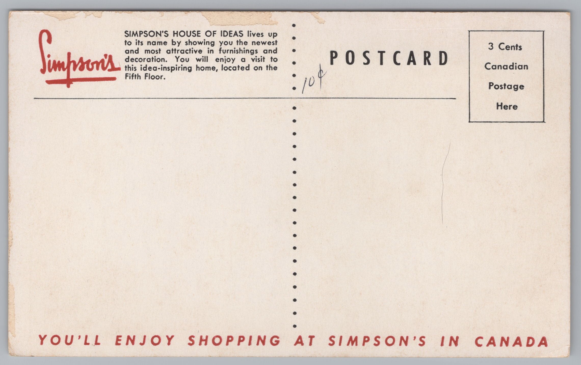 Simpsons House Of Ideas, 5th Floor Of The Simpsons Hotel, Vintage Post Card.