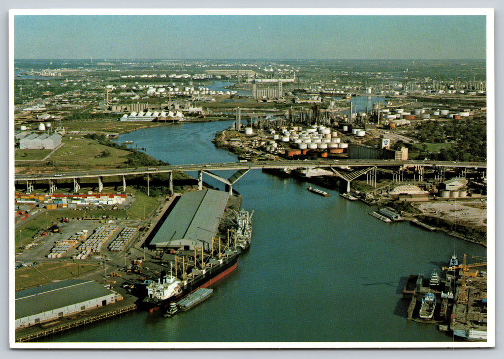 Turning Basin, Port of Huston, Vintage Post Card