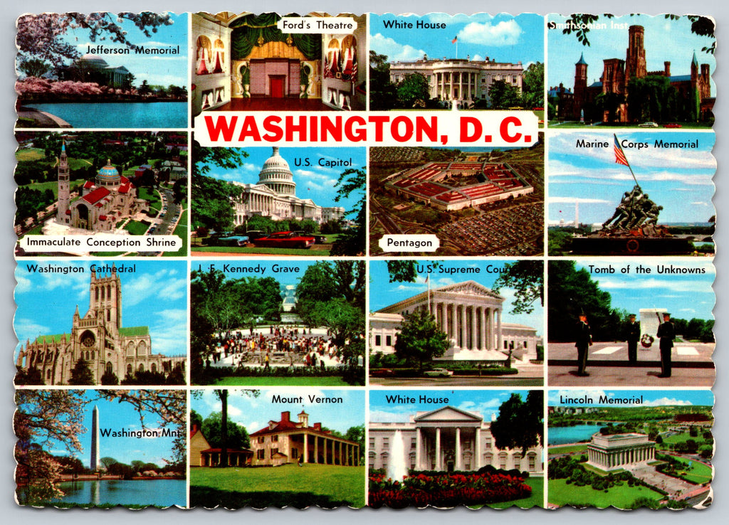 Washington DC Locations,Attractions Vintage Post Card