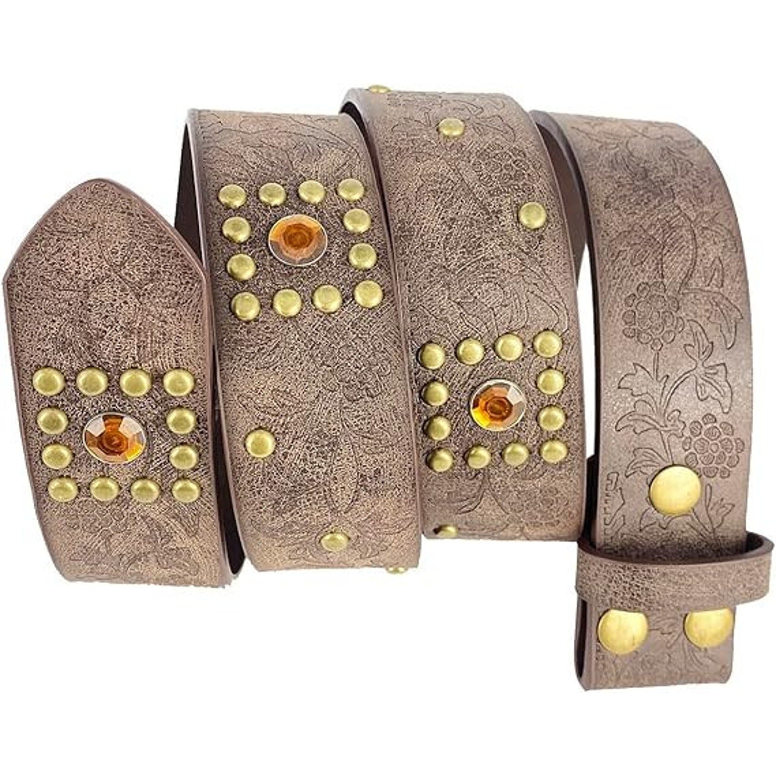 TOPACC Western Embossed Bohemian Belt, Embellished Buckle, Country, Rodeo