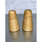 Vintage Beehive Wood Salt & Pepper Shakers Blonde Japan