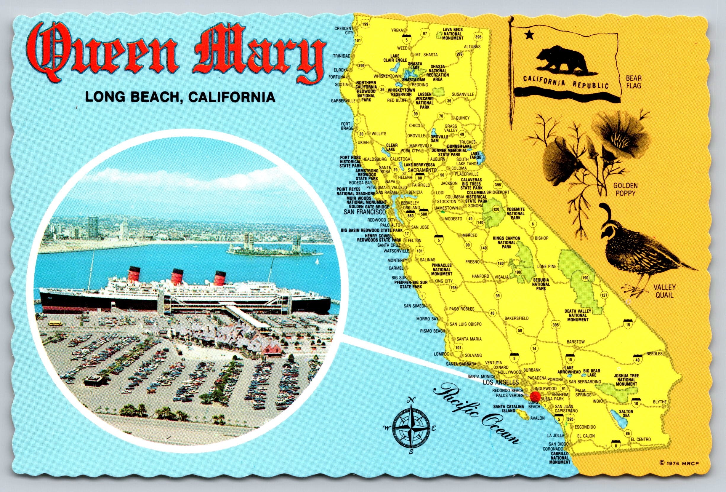 Queen Mary, California, Vintage Post Card