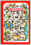 Wisconsin Greeting Card, The Badger State, Vintage Post Card
