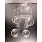 Vintage Retro Clear Lucite Acrylic Salt & Pepper w/Caddy MCM Deco