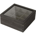 Black Bamboo Tea Bag Organizer, 9 Compartment Multi-Functional Tea Box Storage