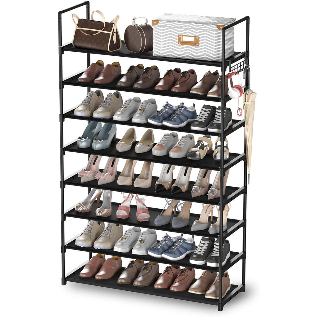 8 Tiers Shoe Rack Organizer, Stackable & Adjustable Non-Woven Fabric Shoe Shelf