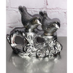 Vintage Silver Plastic Bird Salt & Pepper Shakers Tree Branch Caddy