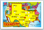Texas Map, The Lone Star State, Vintage Post Card