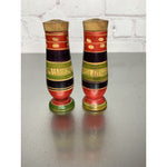 Vintage Wood Mexico Salt & Pepper Shakers Round Stripe Design