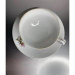 Vintage Japanese porcelain teacup and saucer set with English rose floral pattern and gold trim”