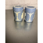 Vintage Salt & Pepper Shakers Hong Kong Blue w/White Colonial Scenes