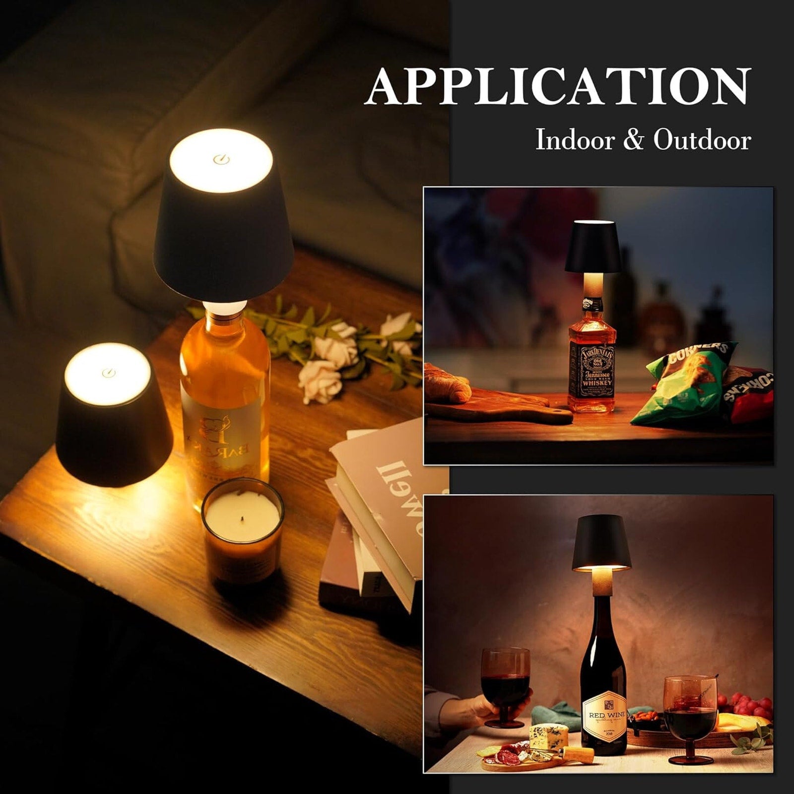 4Pack LED Wireless Wine Bottle Lamp, RGB 5 Modes & CCT Modes Table Lamp, IP54