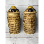Vintage Pottery Stovetop Salt & Pepper Shakers Basket Weave Fruit 1974
