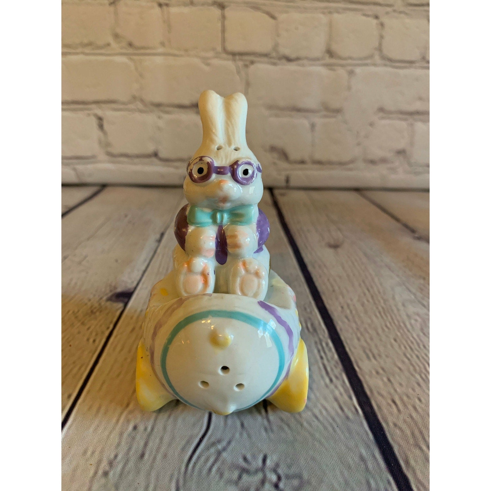 Vintage Ceramic Motorcycle Easter Bunny on Motorcycle Easter Egg-1990’s