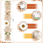 6FT Fall Garland With Artificial White Pumpkins, Berries, Sunflowers and Leaves