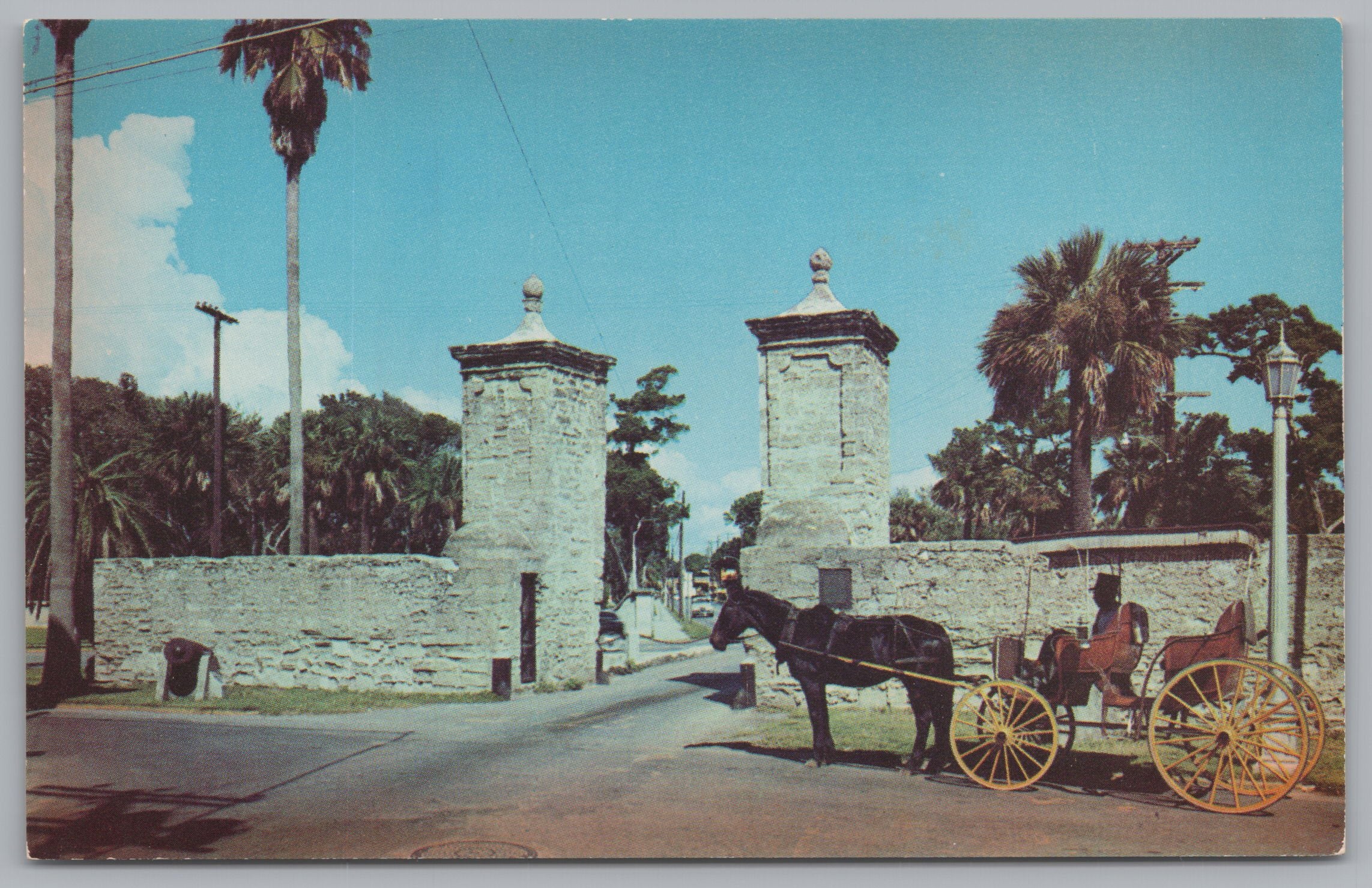 The Old City Gates, St. Augustine, Florida, Vintage Post Card.