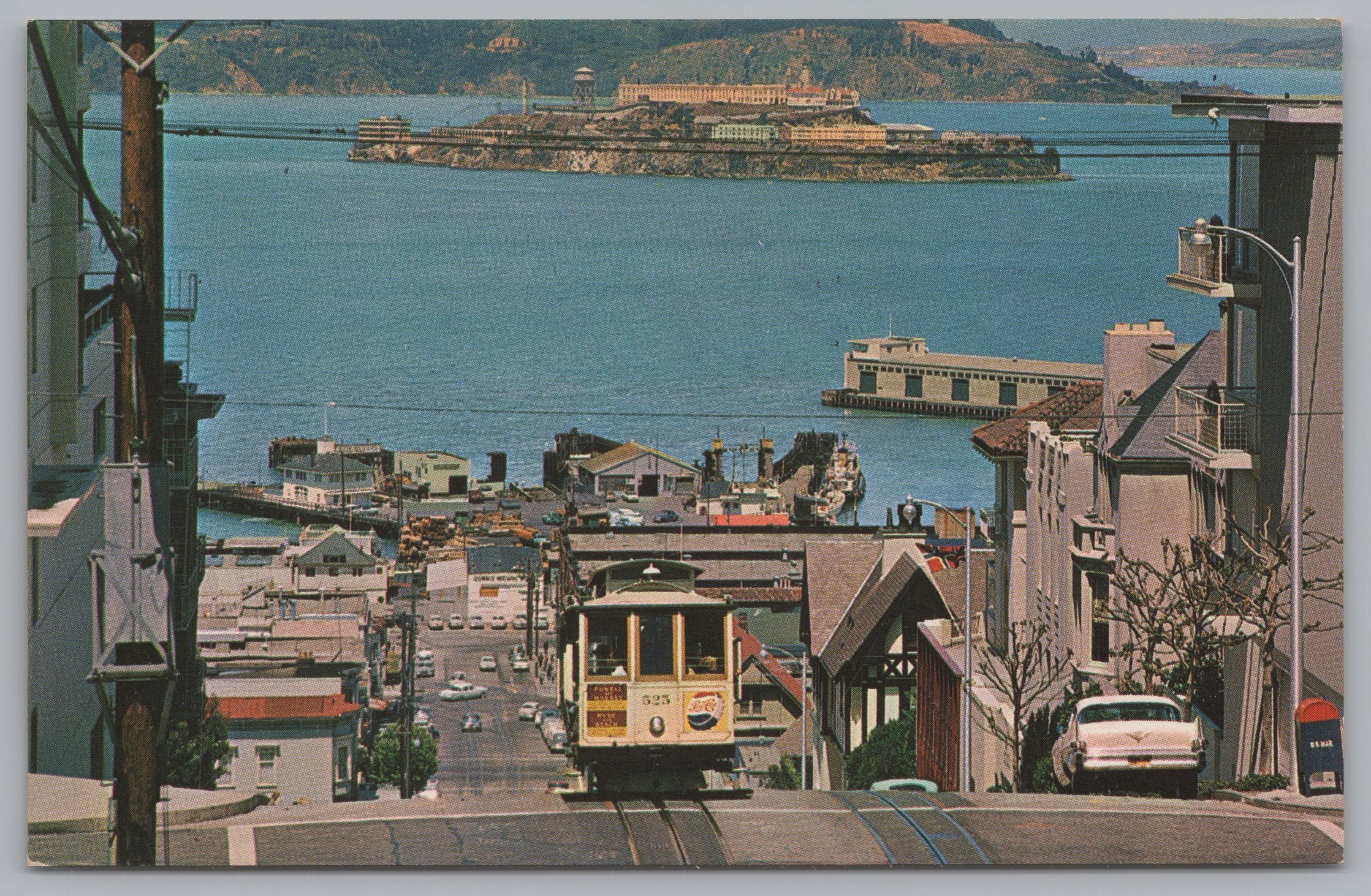 Cable Car On The San Francisco Hill, California, USA, Vintage Post Card.