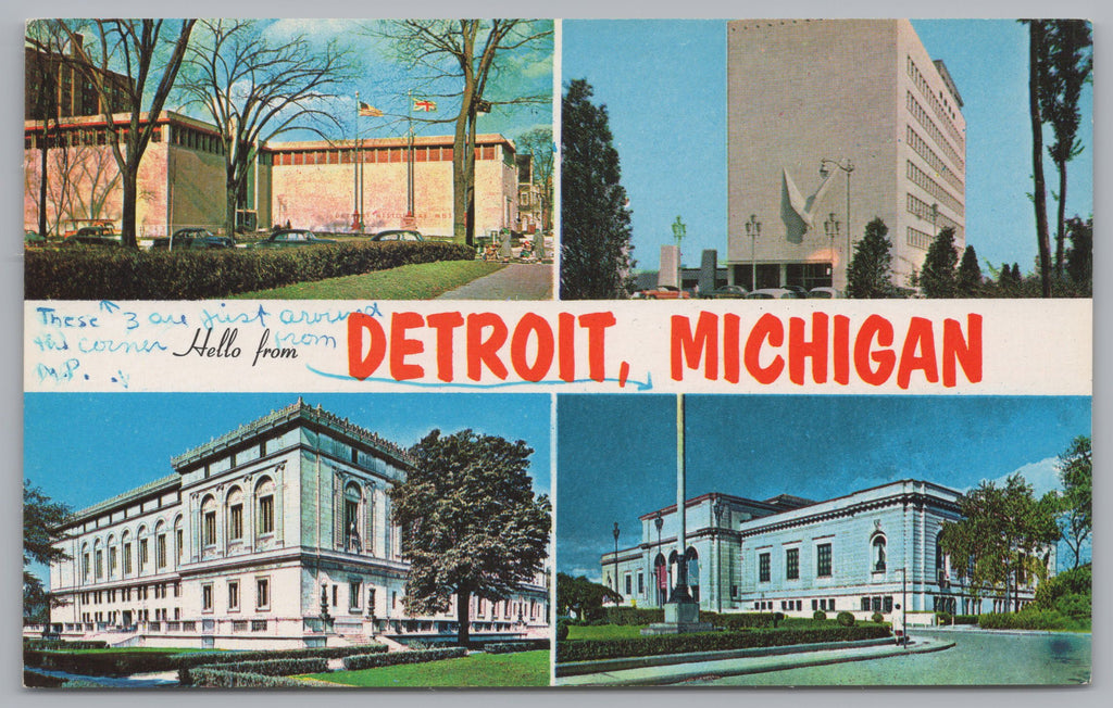 Attractions In Detroit, Michigan, USA, Vintage Post Card