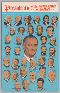 Presidents Of The United States Of America, 1968 Vintage Post Card.