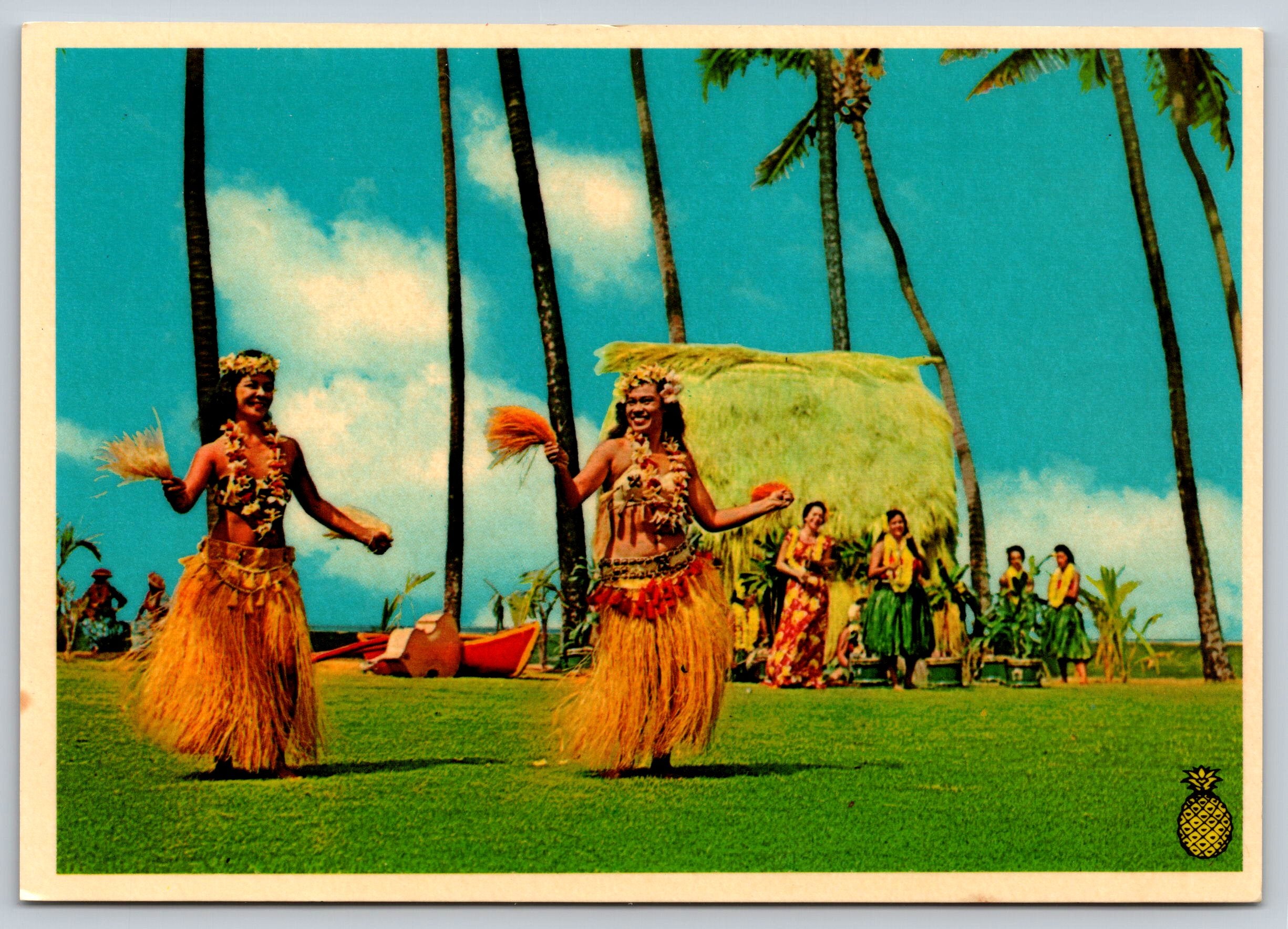 Tahitian Dancers, Kapiolani Park, Vintage Post Card