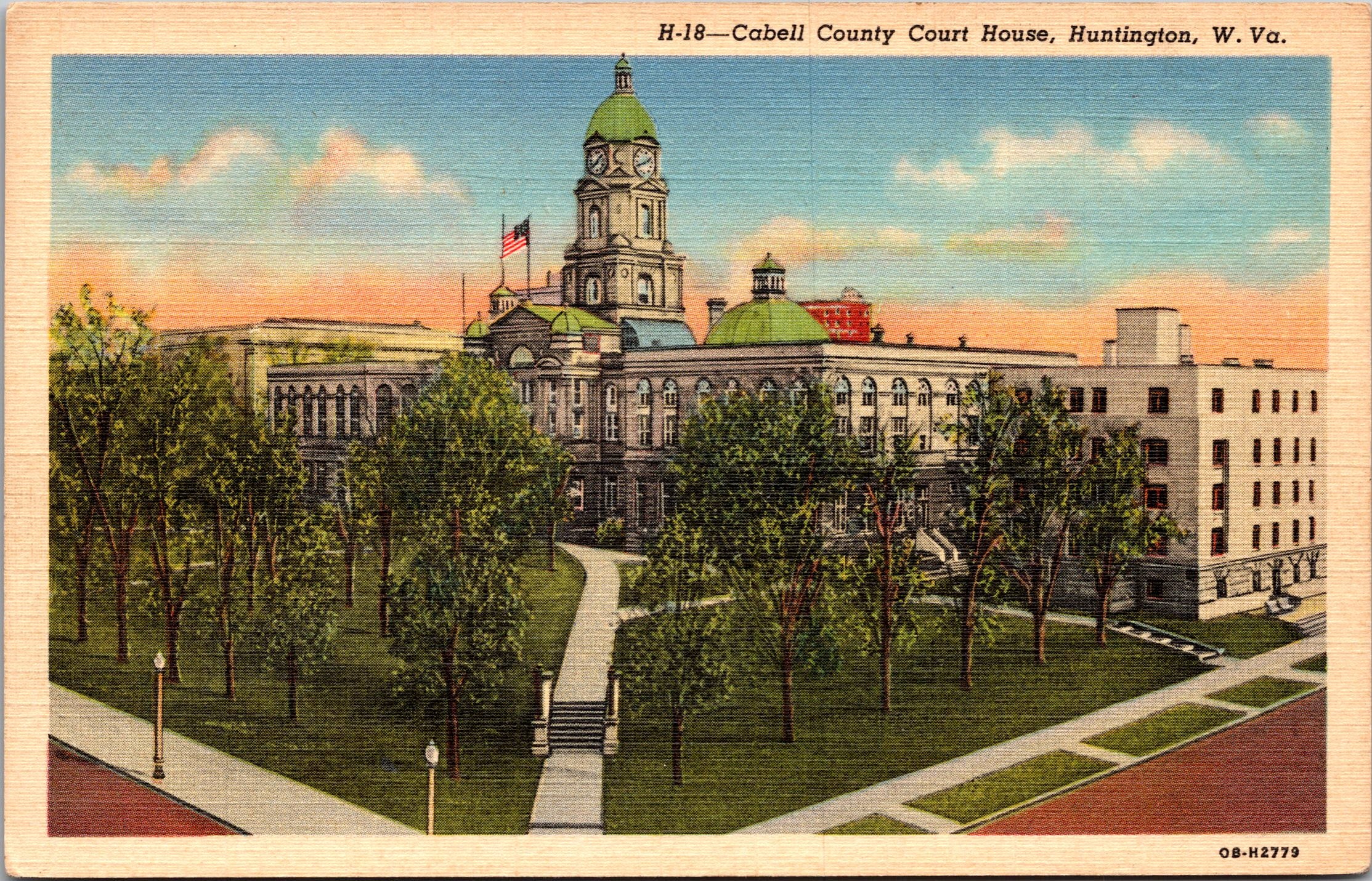 Cabell County Court House, Huntington, West Virginia, USA, Vintage Post Card