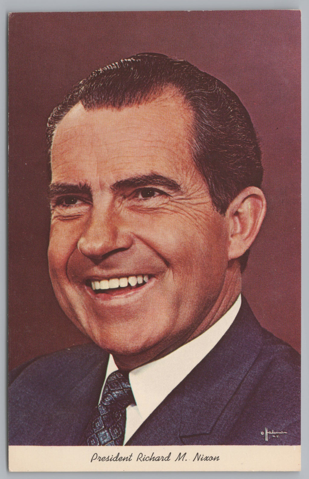 President Richard M. Nixon, Born 1913 In Yorba Linda, California, Vintage Post Card.