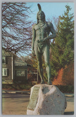 The Statue Of Indian Chief Massasoit, Pilgrims Ally, Plymouth Rock, Massachusetts, VTG PC