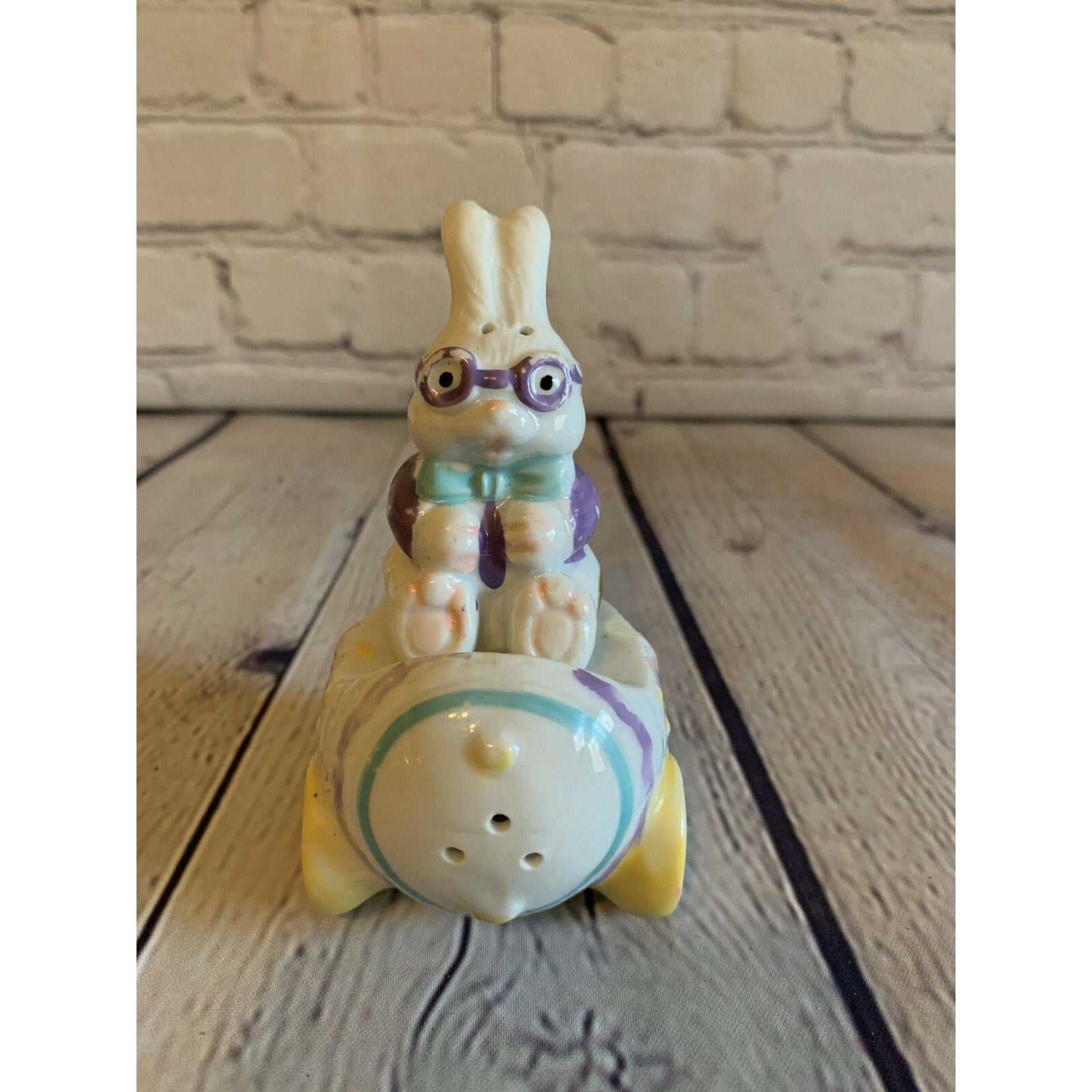 Vintage Ceramic Motorcycle Easter Bunny on Motorcycle Easter Egg-1990’s