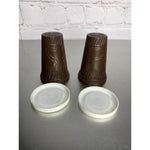 Vintage MCM Plastic Melamine Brown White Salt & Pepper Shakers