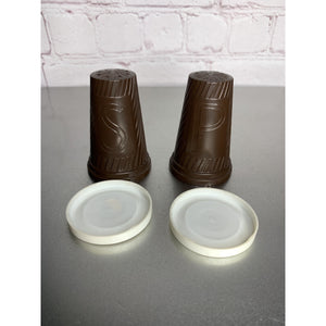 Vintage MCM Plastic Melamine Brown White Salt & Pepper Shakers