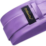 DiBanGu Satin Ties Solid Color Necktie and Pocket Square Tie Clip Formal