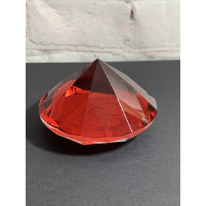 Ohio Ball Large Art Glass Ruby Red Diamond Shaped Paperweight 3 1/2” Round